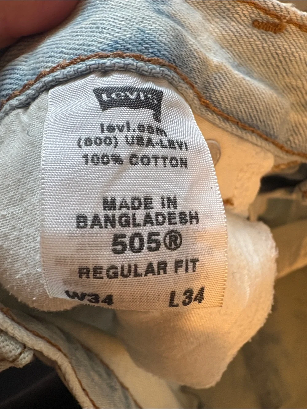 100% cotton acid washed Levi's
